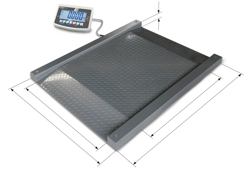 KERN gulvvekt NFB, IP 67, kan justeres, opp til 600 kg, veieplade 1000 x 1000 mm