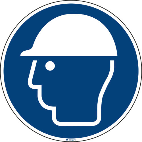 Mandatory sign Use head protection, ISO 7010, foil, self-adhesive, 200 mm, Pack = 10 units - 1