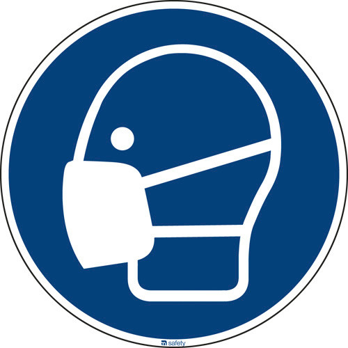 Mandatory sign Use mask, ISO 7010, foil, self-adhesive, 100 mm, Pack = 10 units - 1