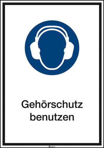 Kombischild "Gehörschutz benutzen", ISO 7010, Aluminium, 130 x 185 mm, VE = 10 Stück - 1