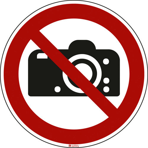 Forbudsskilt fotografering forbudt, ISO 7010, folie, selvklæbende, 100 mm, 10 stk. - 1