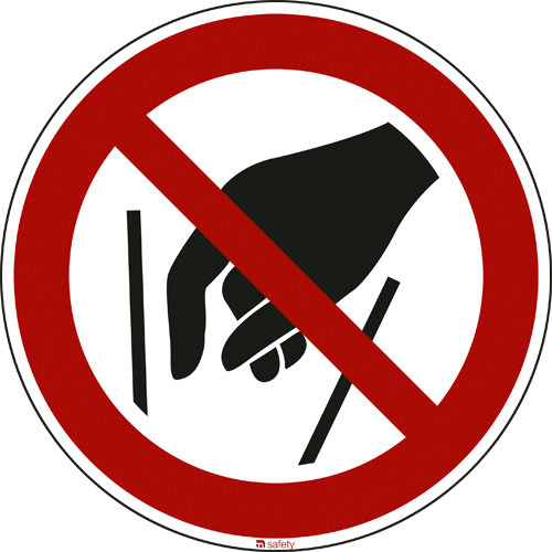 Panneau d'interdiction Interdiction de toucher, ISO 7010, film autocollant, 200 mm, 10 pièces