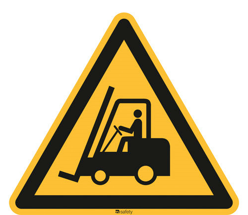 Warnschild "Warnung vor Flurförderzeugen", ISO 7010, Aluminium, 300 mm, VE = 5 Stück - 1