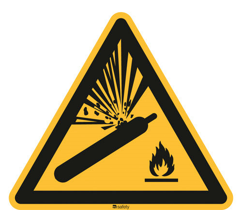 Hazard sign Warning of gas cylinders, ISO 7010, foil, self-adhesive, 100 mm, Pack = 20 units - 1