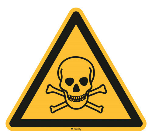 Advarselsskilt advarsel mod giftige medier, ISO 7010, folie, selvklæbende, 200 mm, 10 stk.