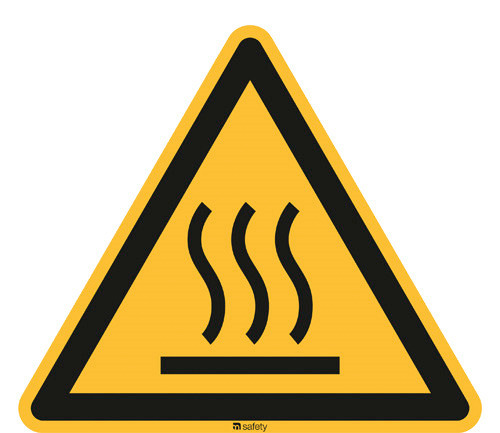 Znak ostrzegawczy „Uwaga, gorąca powierzchnia”, ISO 7010, aluminium, 200 mm, opak. = 10 szt. - 1