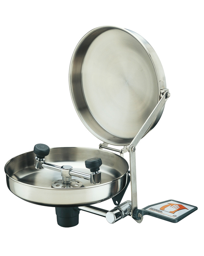 Eye Wash - Wall Mounted - 2 Spray Heads - Stainless Steel Bowl and Cover - 1