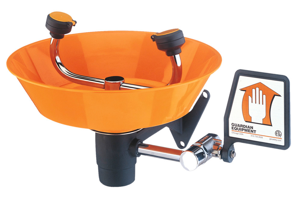 Eye Wash - Wall Mounted - 2 Spray Heads - Orange ABS-Plastic Bowl - 1