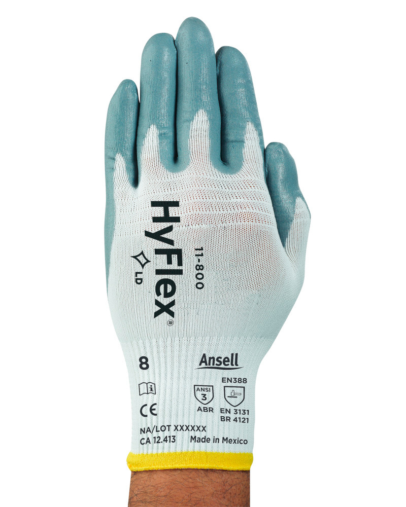 Ansell Hyflex Foam Glove - Size 8 - Level 1 Cut Resistance - Level 3 Abrasion Resistance - 1