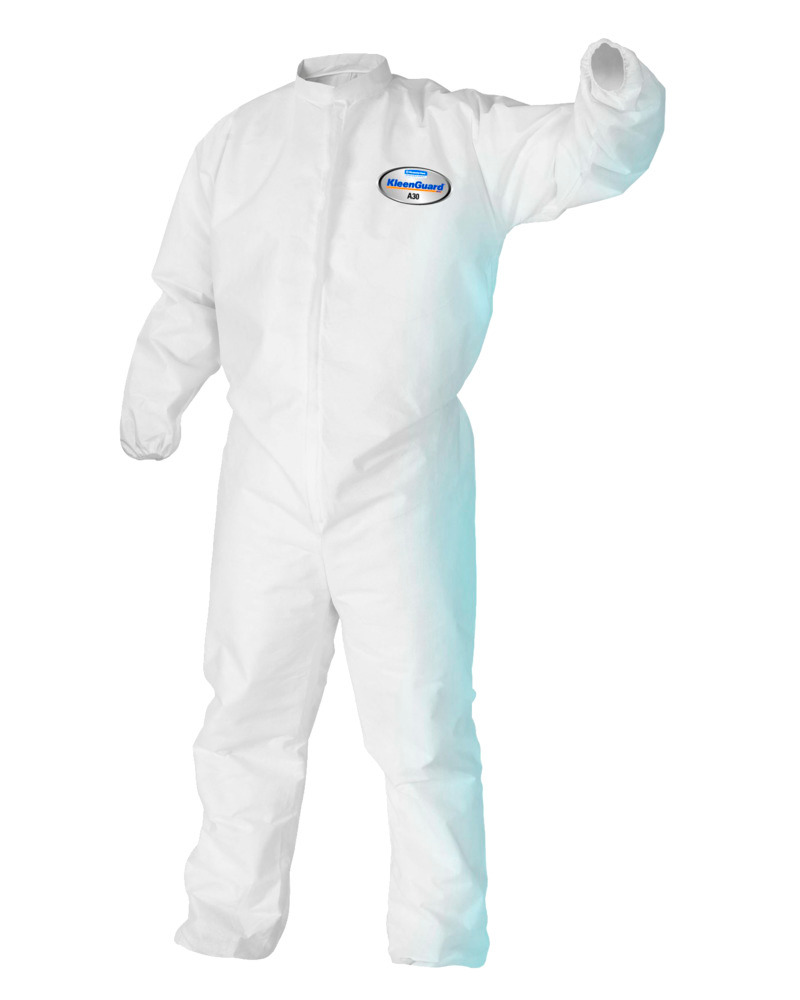 Kleenguard Extra Coverall - White - Microforce Barrier Fabric - Anti-Static - Zipper - 1