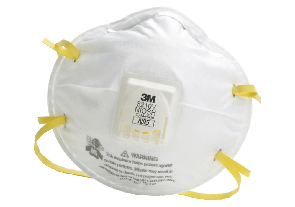 3M 8210v N95 Respirator Particulate - with Valve - 2-Strap Design - NIOSH Approval - 1