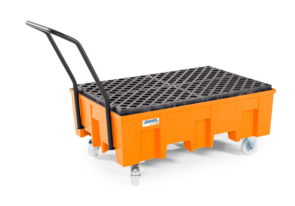 Spill pallet base-line in polyethylene (PE) for 2 drums, with PE grid, mobile - 7