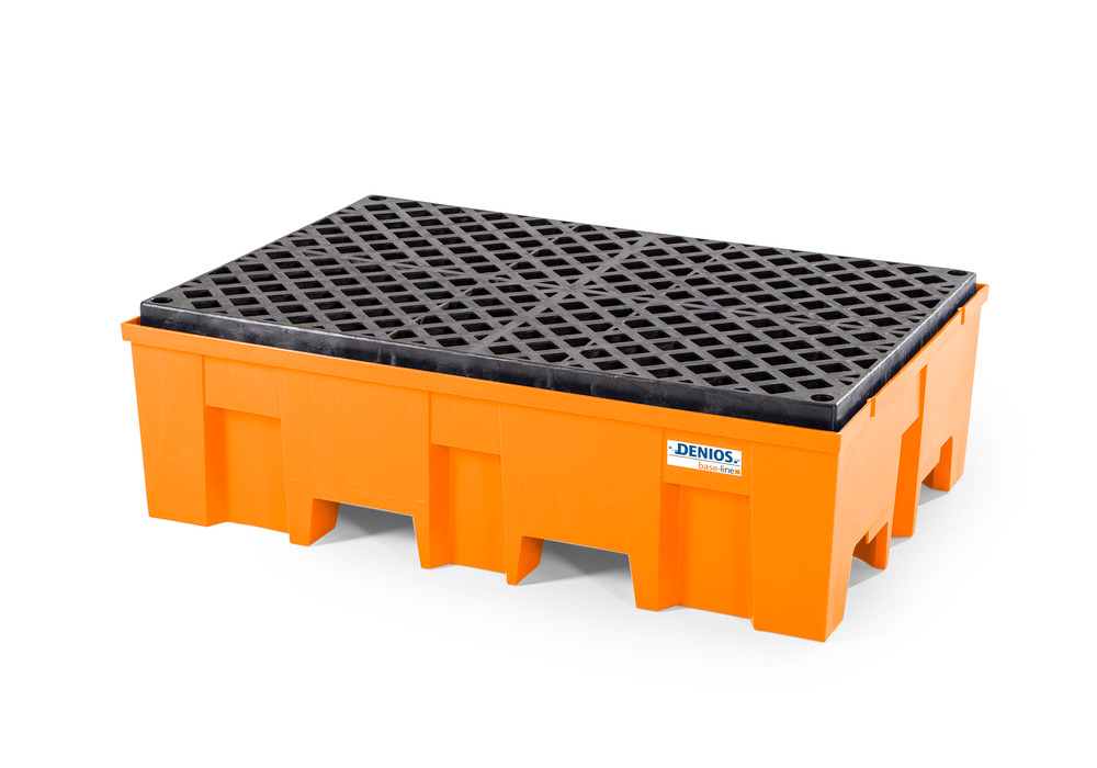 Spill pallet base-line in polyethylene (PE) for 2 drums, with PE grid - 1