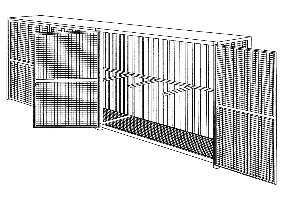 Gas Cylinder Storage with Floor Plate - 21 x 5 - Lockable Hinged Doors - Steel Frame - 1