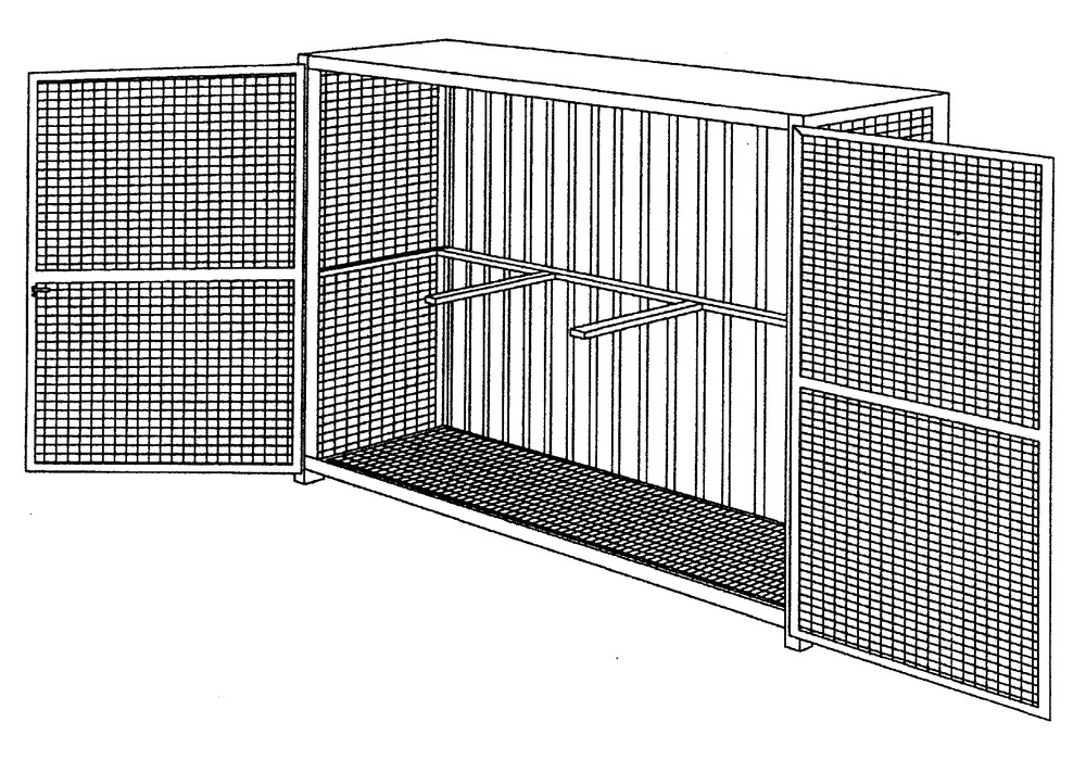 Gas Cylinder Storage with Floor Plate - 11 x 5 - Lockable Hinged Doors - Steel Frame - 1