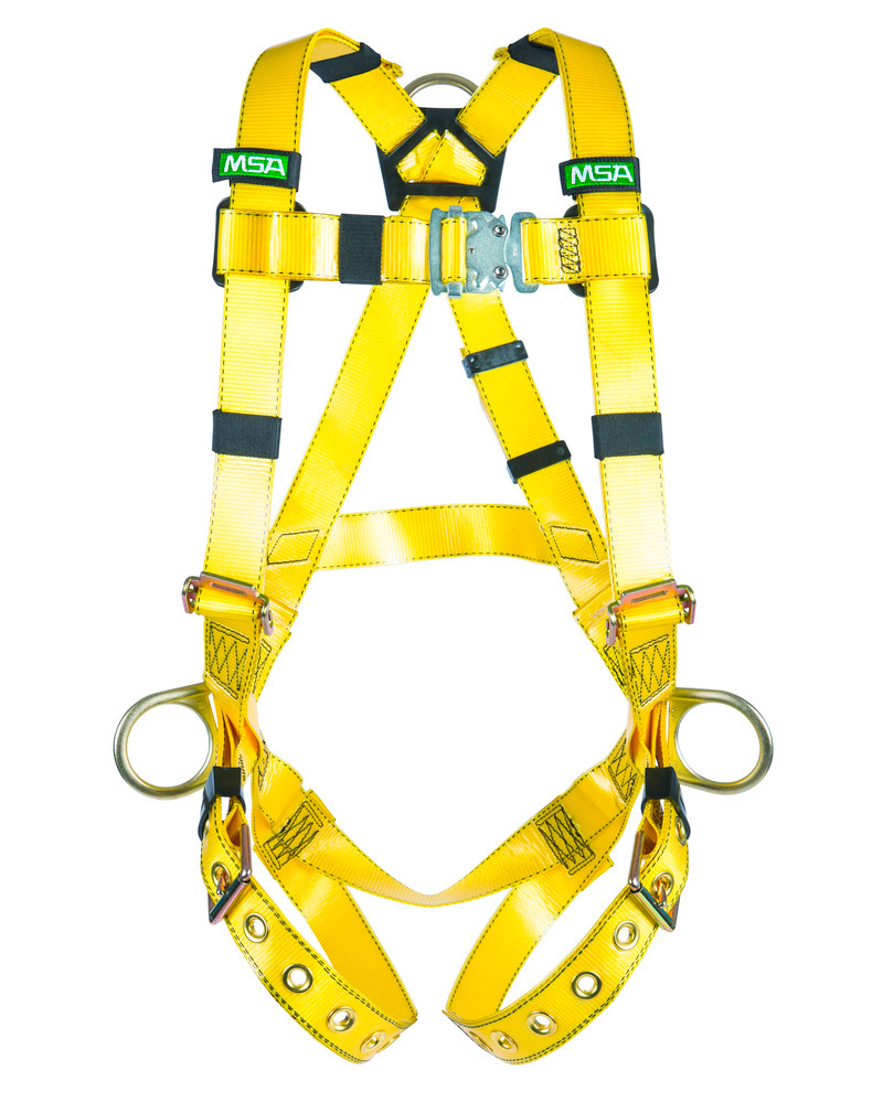 MSA Gravity Harness - Coated - Back & Hip D-Rings - Tongue-Buckle Legs - 400 lbs Load Capacity - 1