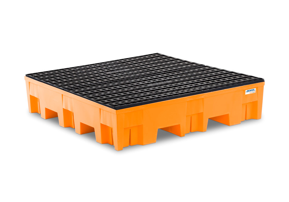 Spill pallet base-line in polyethylene (PE) for 4 drums, with PE grid - 1