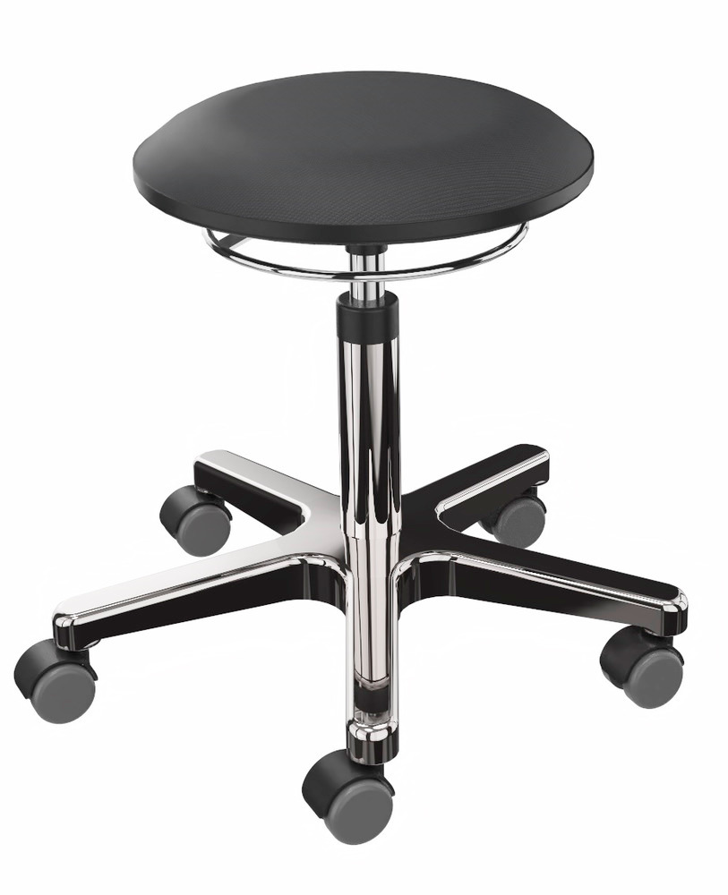 Work stool cover fabric black, aluminium base - 1