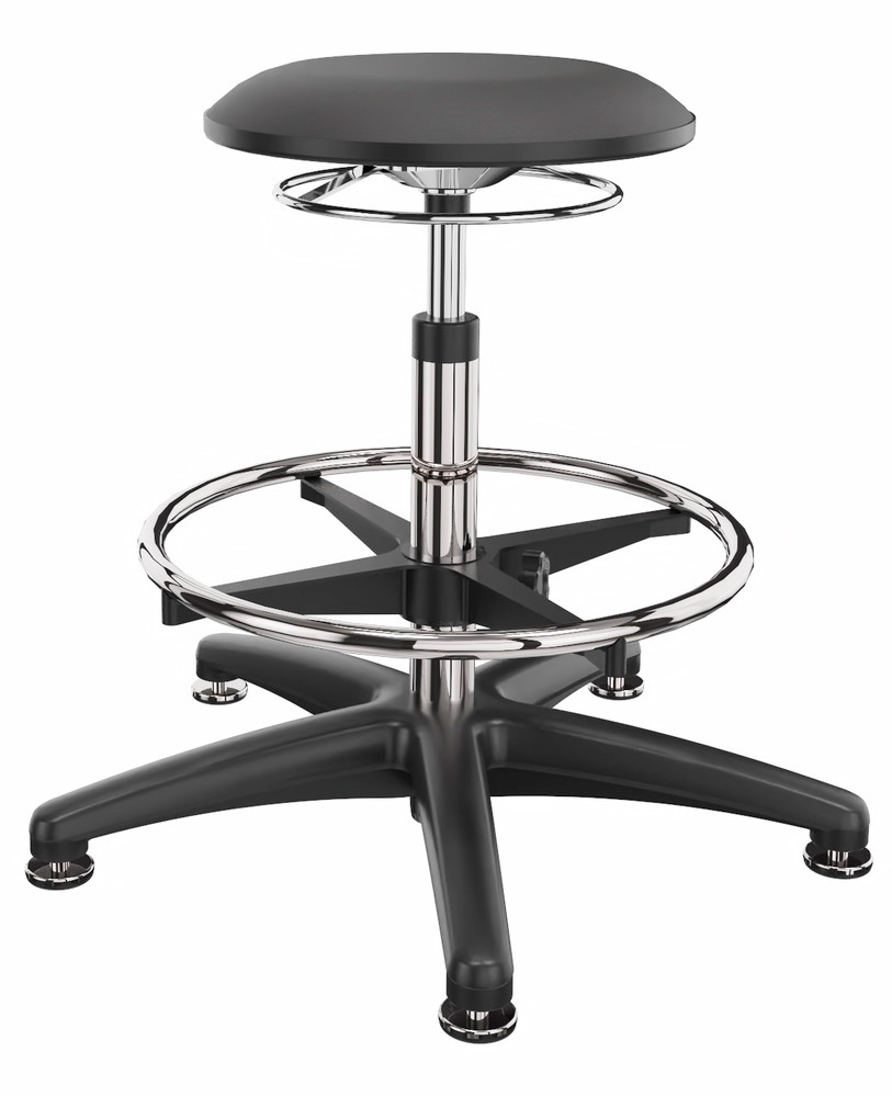 Work stool imitation leather, floor glide, foot ring - 1