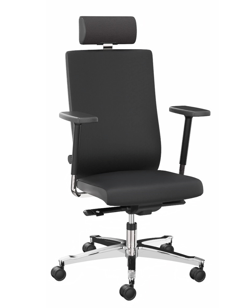 Pracovná stolička pre nepretržitú prevádzku, poťah čierny, lumbálna podpera chrbta - 1