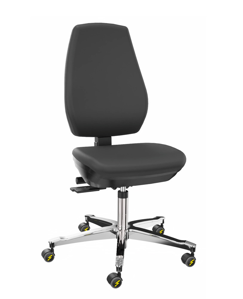 ESD cleanroom werkstoel, kunstleer, aluminium onderstel - 1