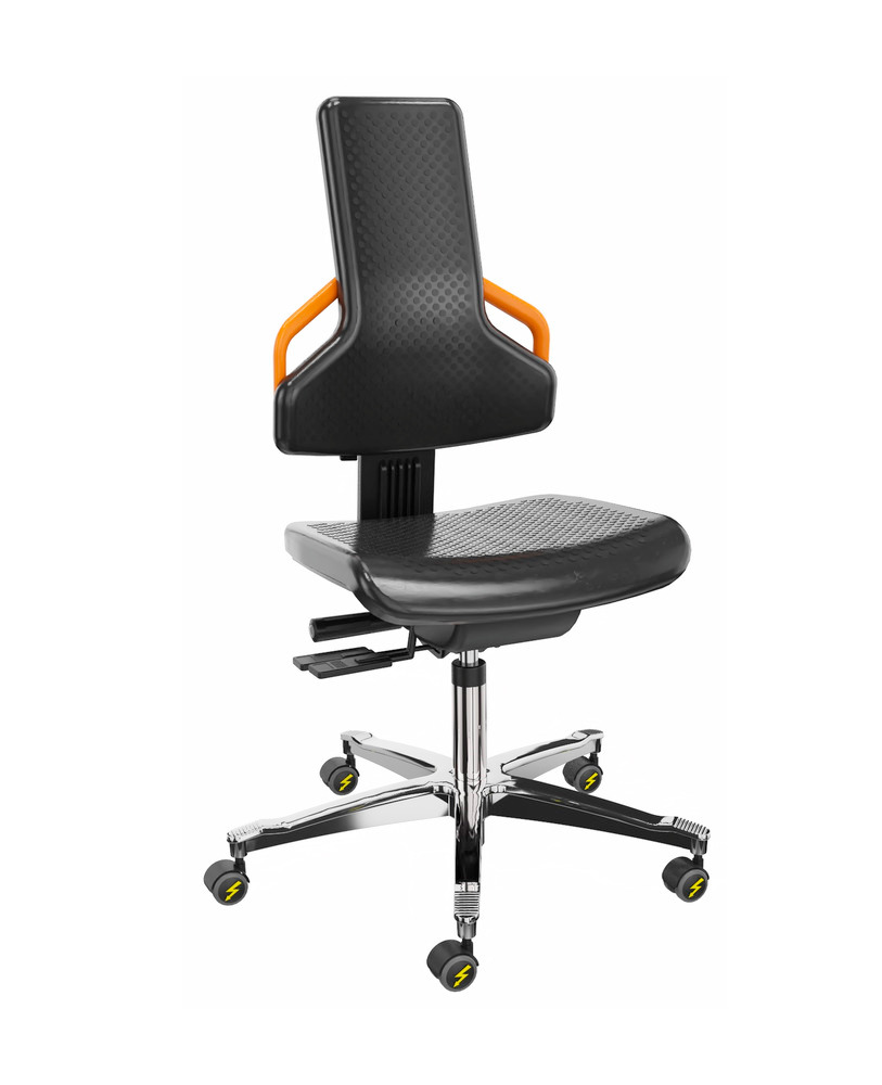 Krzesło robocze ESD, PU, krzyżak podstawy z aluminium - 1
