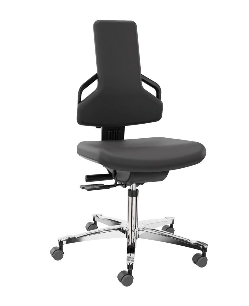 Premium arbejdsstol kunstlæder, med aluminium fodkryds - 1