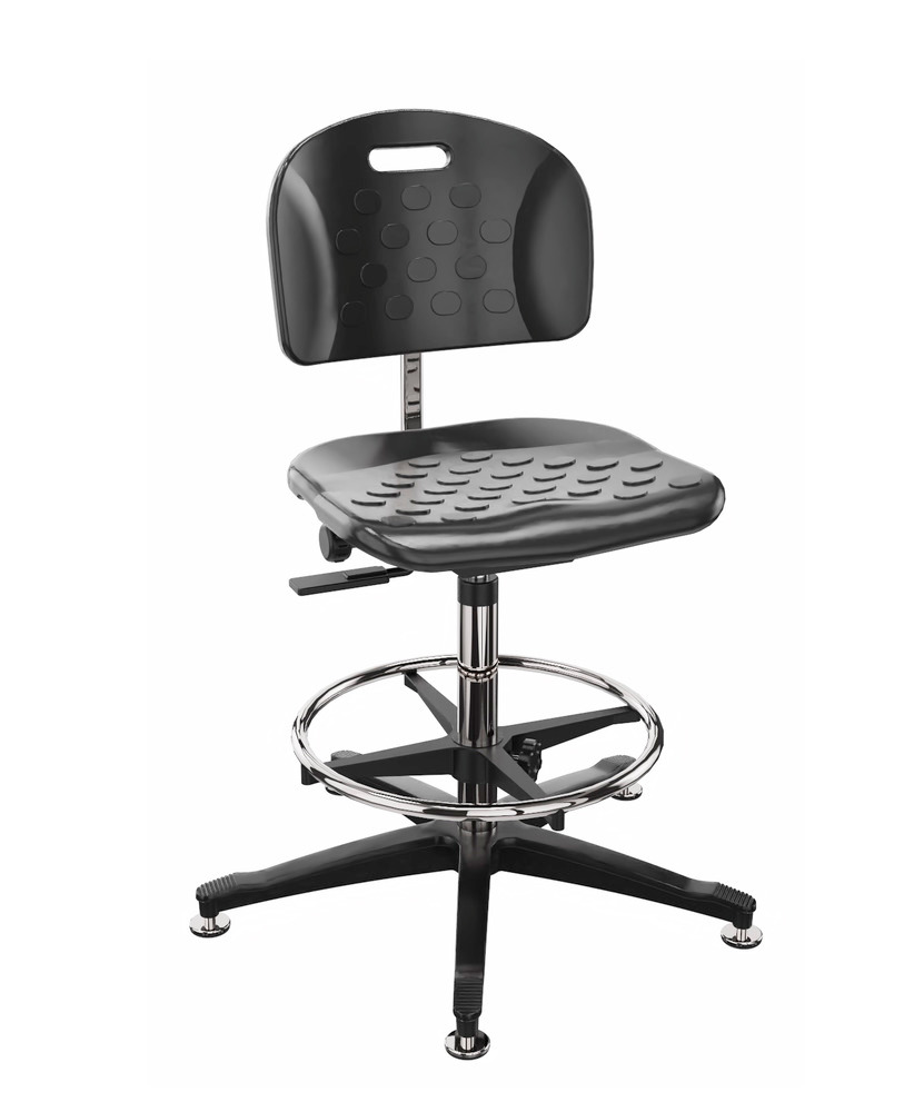 Pracovní židle PU, s kluzáky, opěrka na nohy - 1