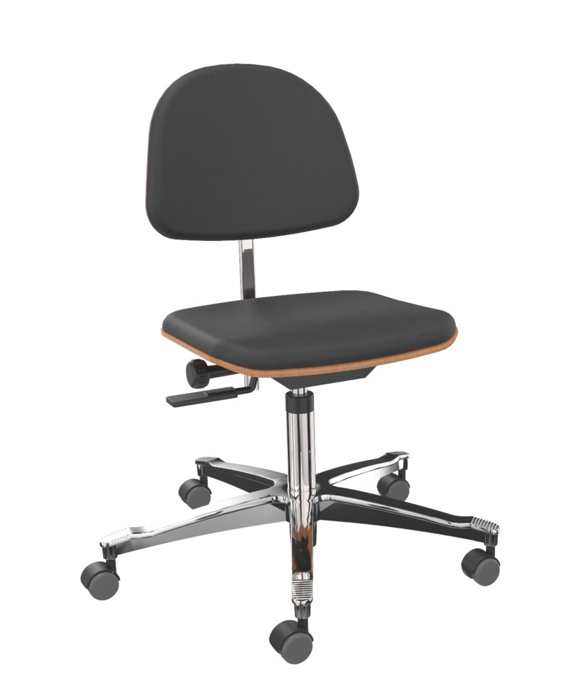 Arbejdsstol med sort betræk og aluminium fodkryds - 1