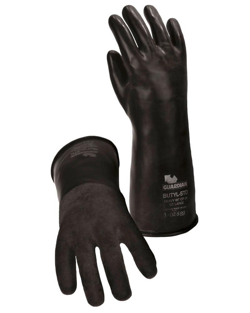 Butyl Gloves - Short Glove - Large - Rough Grip - Snug Fit for Precision Tactility - 14 mil - 1