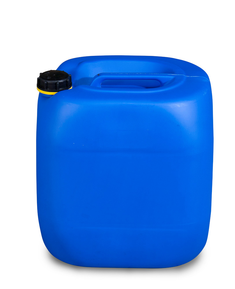 Jerricã em plástico polietileno (PE), 30 l, c/ pega e tampa roscada, azul, homologado, empilhável - 3