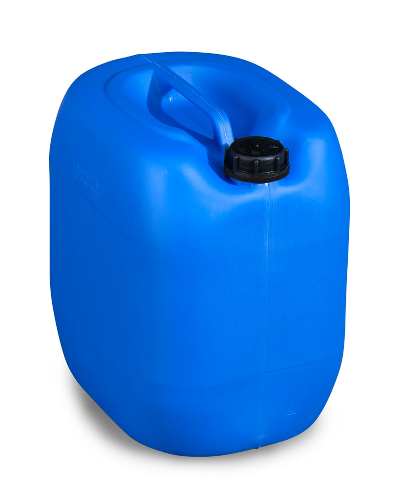 Garrafa de plástico polietileno (PE), 30 litros, con asa y tapa roscada, azul, homologada, apilable - 1