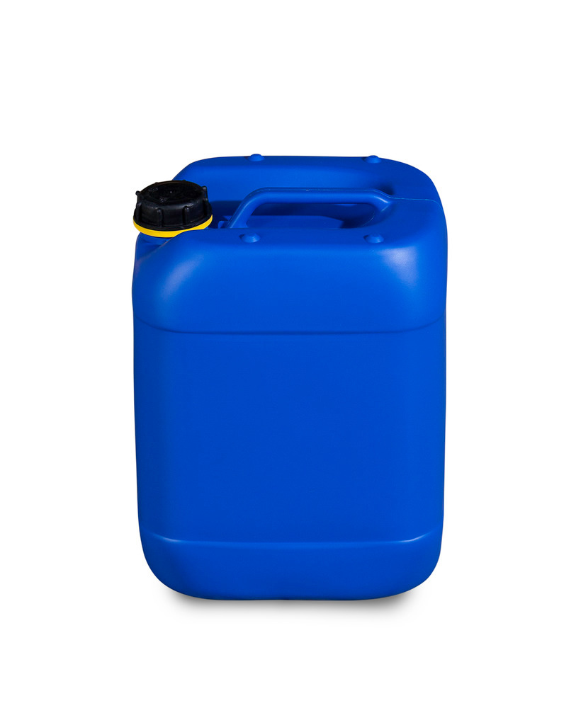 Garrafa de plástico polietileno (PE), 20 litros, con asa y tapa roscada, azul, homologada, apilable - 3
