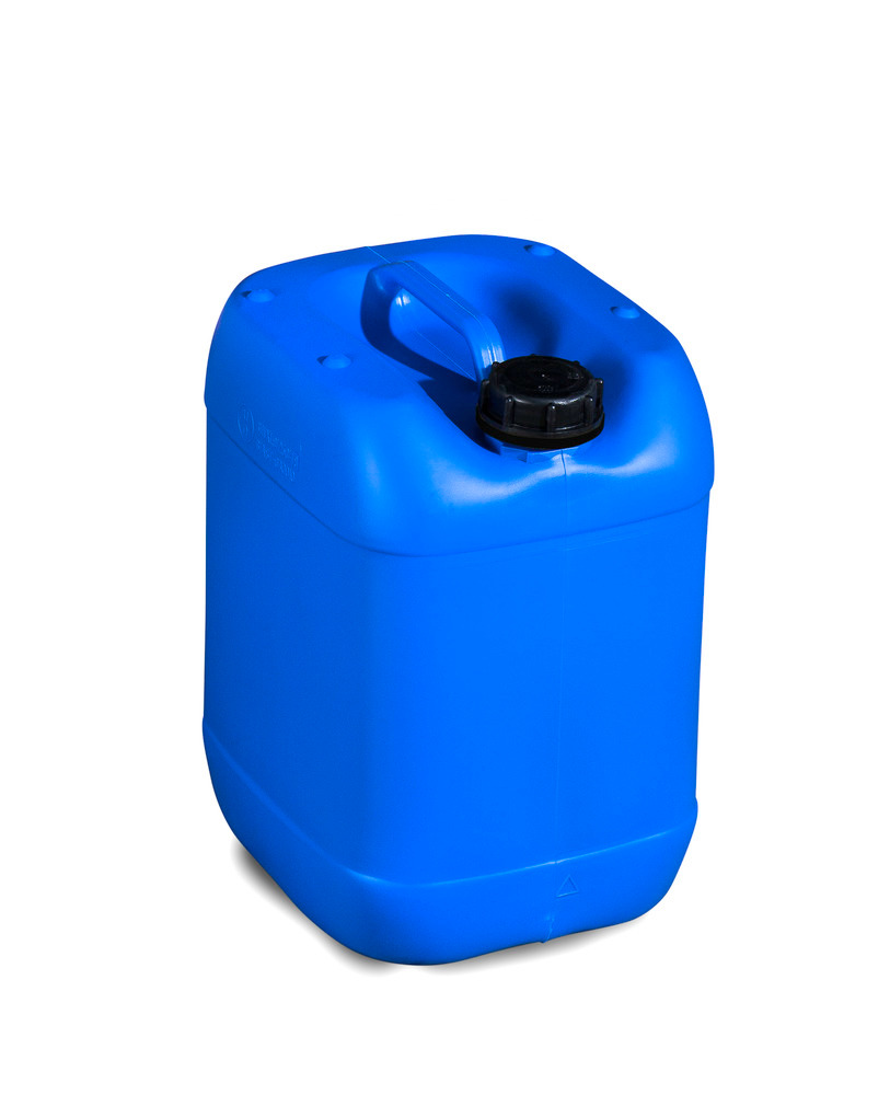 Jerricã em plástico polietileno (PE), 20 l, c/ pega e tampa roscada, azul, homologado, empilhável - 1