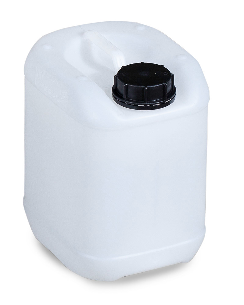 Garrafa de polietileno (PE), 5 litros, con asa y tapa roscada, transparente, homologada, apilable - 1