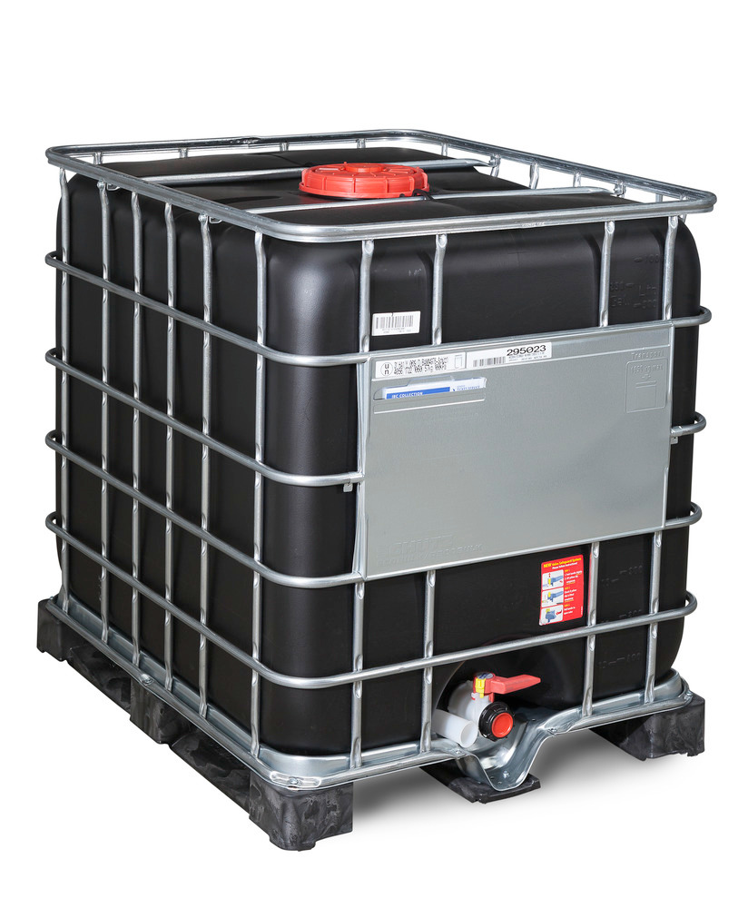 IBC kontejner Recobulk, UV ochrana, PE paleta, 1000 litrů, víko DN 225, uzávěr DN 50 - 1