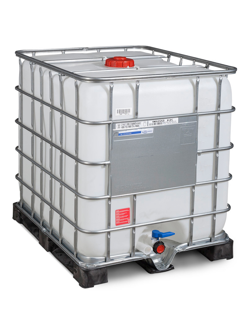 IBC kontejner na nebezpečné látky, PE paleta, 1000 litrů, otvor DN 150, vypouštěcí otvor DN 50 - 1