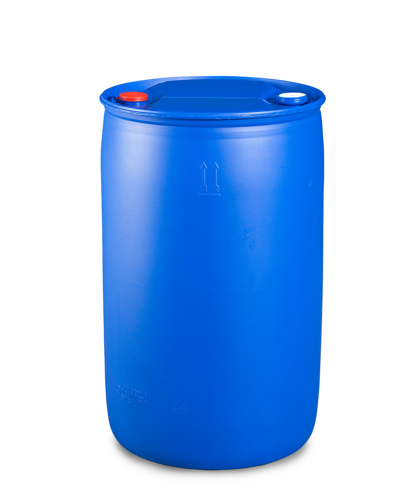 Bidão de plástico para químicos, tampa de rosca de 3/4'' e 2'', azul, 220 litros - 1