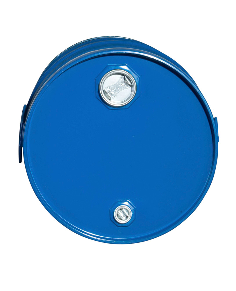 Bidão em aço com tampas de rosca de 3/4'' e 2'', 60 litros, azul, interior pintado - 2
