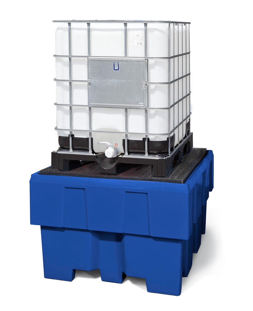 Spill pallet classic-line in polyethylene (PE) for 1 IBC, with PE grid - 1