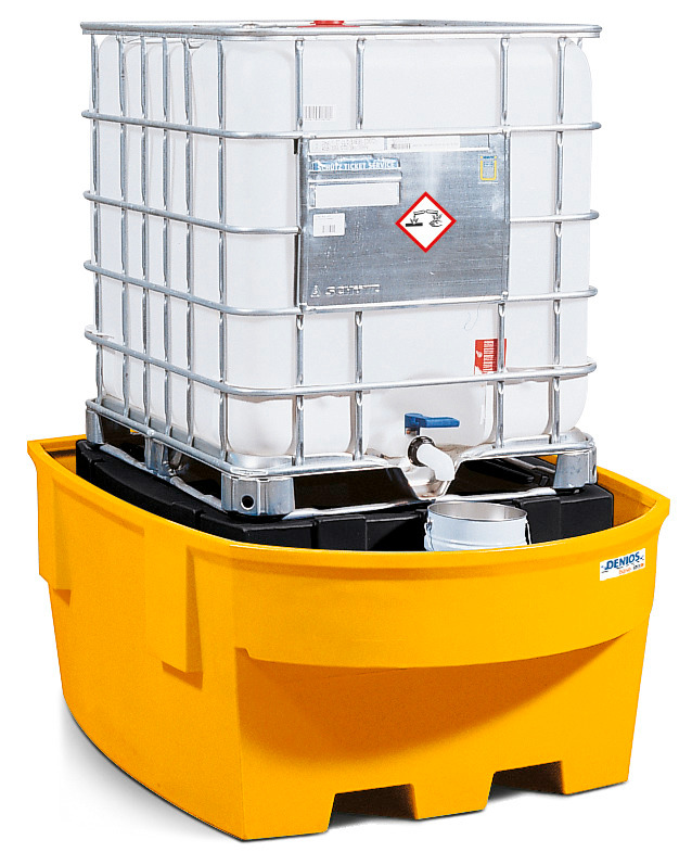 Spill pallet base-line in polyethylene (PE) for 1 IBC, with PE storage mount and dispensing area - 1