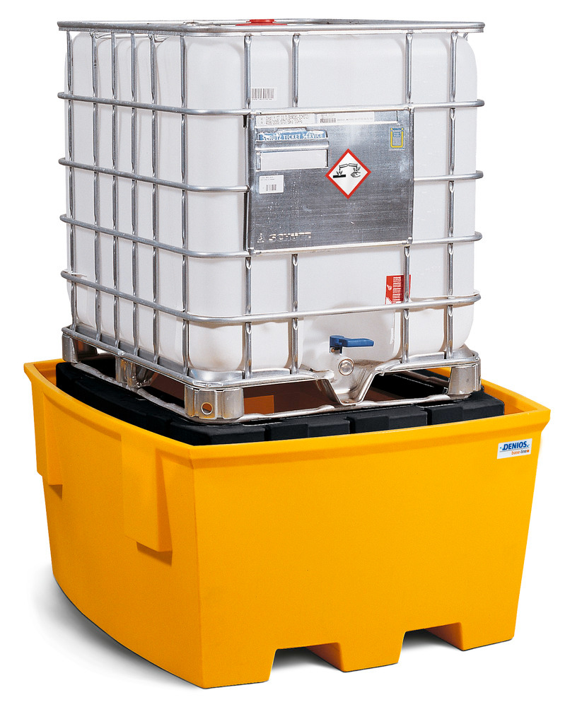 Bac de rétention base-line en polyéthylène (PE) pour 1 cuve de 1000 litres, support en PE - 1