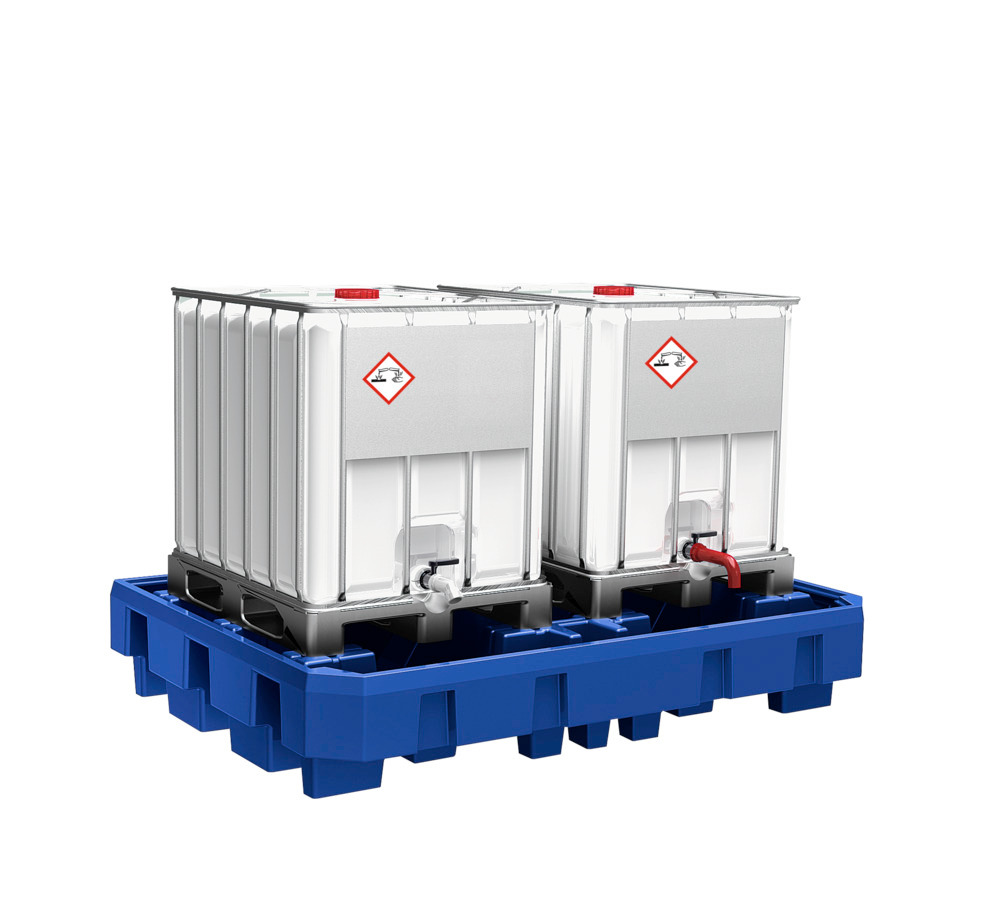 IBC Spill Containment Pallet- Poly Construction - 2 IBC - Integral Dispensing Area  - 1