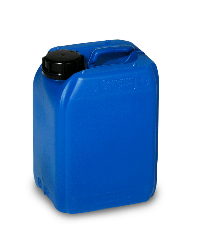 Garrafa de plástico (PE) ATEX 1 y 2, 6 litros, con asa y tapa roscada, azul, homologada, apilable - 1