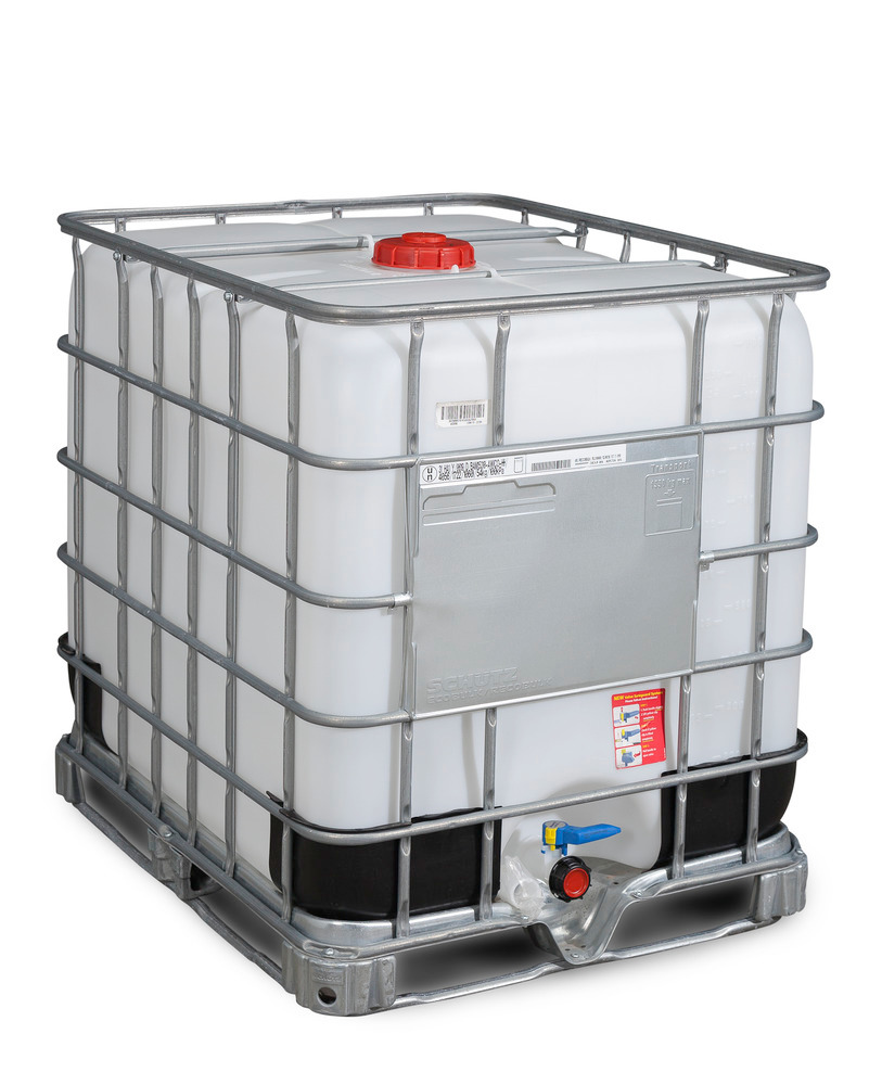 IBC Container, Stahlrahmen-Palette, 1000 Liter, Öffnung NW150, Auslauf NW50 - 1
