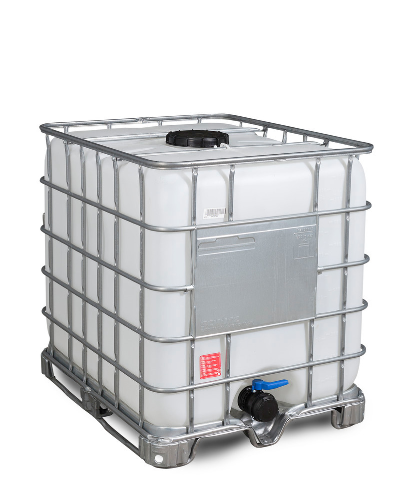 Recobulk IBC container, steel runner, 1000 litre, NW225 opening, NW80 drain - 1