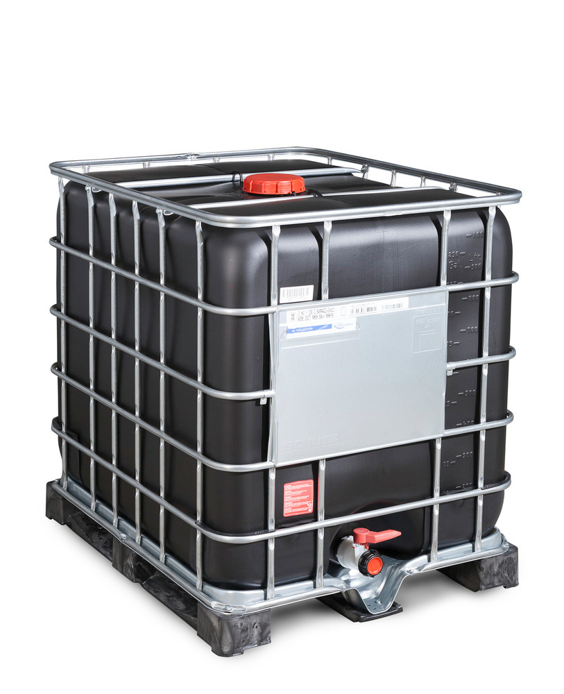 IBC Gefahrgut-Container, UV-Schutz, PE-Palette, 1000 Liter, Öffnung NW150, Auslauf NW50 - 1