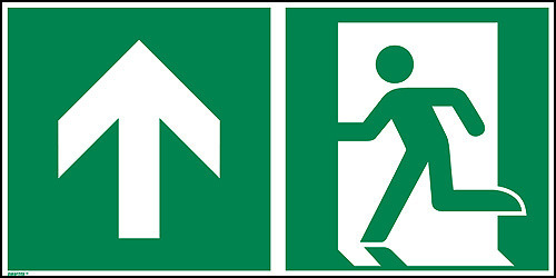 Emergency sign Emergency exit straight, ISO 7010, foil, lum, s-adh, 300 x 150 mm, Pack = 10 units - 1