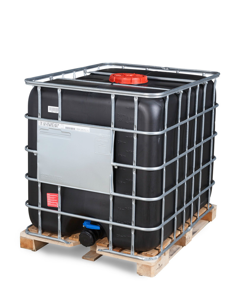 Recobulk IBC hazard. goods container, UV protect, wood pallet, 1000 litre, NW225 opening, NW80 drain - 3