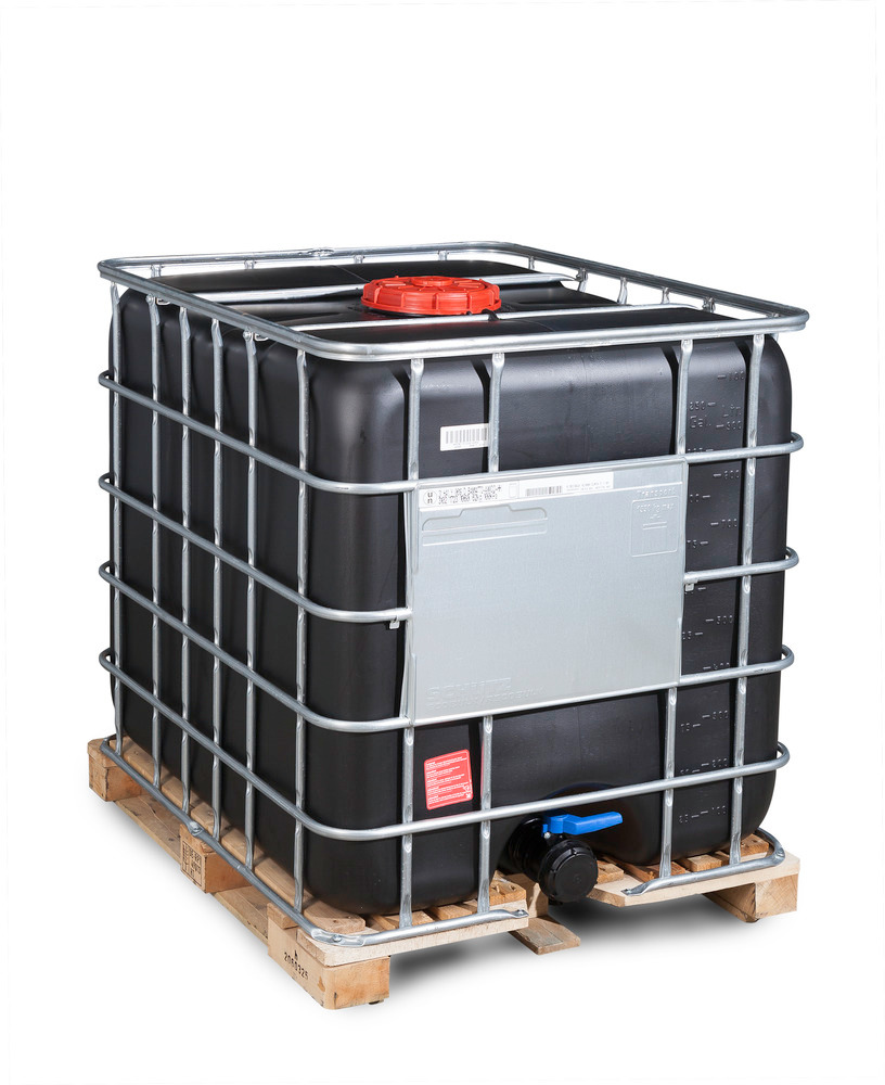 Recobulk IBC Gefahrgut-Container, UV-Schutz, Holz-Palette, 1000 Liter, Öffnung NW225, Auslauf NW80 - 1